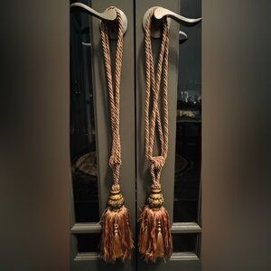 Elegant Gold and Deep Pink Tassel Tiebacks (Pair)
